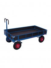 Plattformsvagn med draghandtag och sidoväggar, 1000 -1250 kg, svart/blå